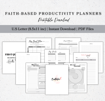Ultimate Faith-Based Productivity Digital Download Bundle (60+ templates) | Printable PDF Planning Templates